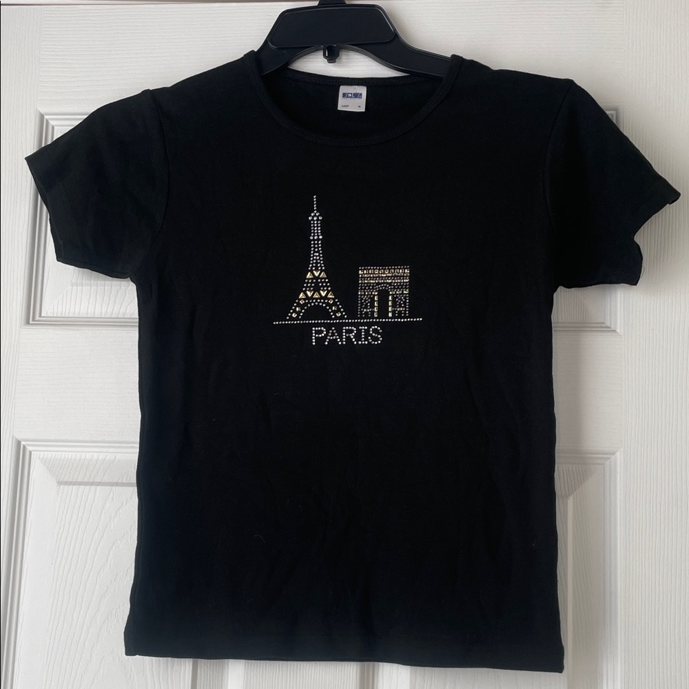 Paris Bedazzled Black‎ Tee Shirt